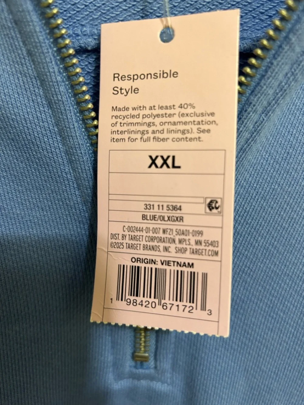 Wild Fable NWT Blue 1/2 Zip Pullover W/‘I love sports, no joke.' Embroidery, XXL - Picture 6 of 9